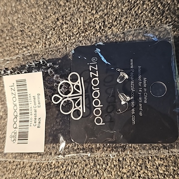 Celestial Comet Black Earrings Fishhook Vintage - Picture 4 of 4